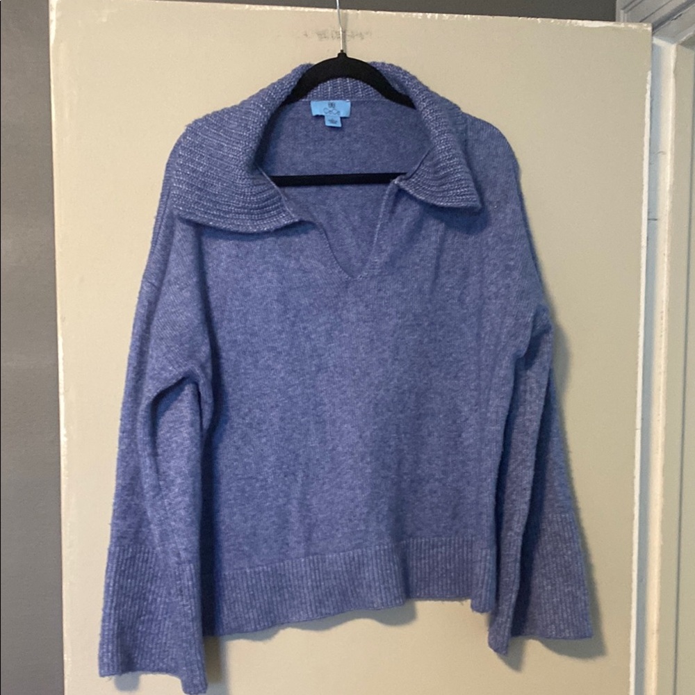 CeCe Soft Blue Cowl Neck Sweater